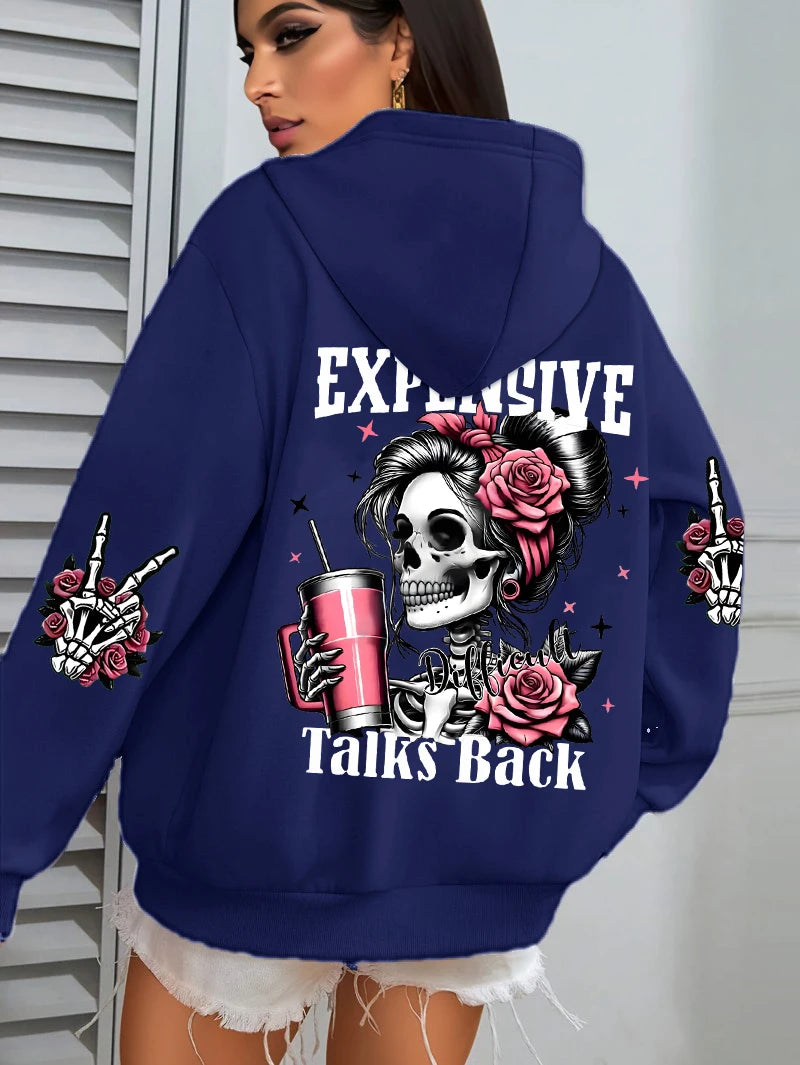 Women's Loose Multicolor Pullovers Fleece Pocket Hoody