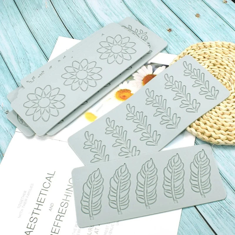 Multi leaf geometric flower silicone cake lace mold Cake decoration tools DIY Leaf Baking Decoration Border decoration lace mold