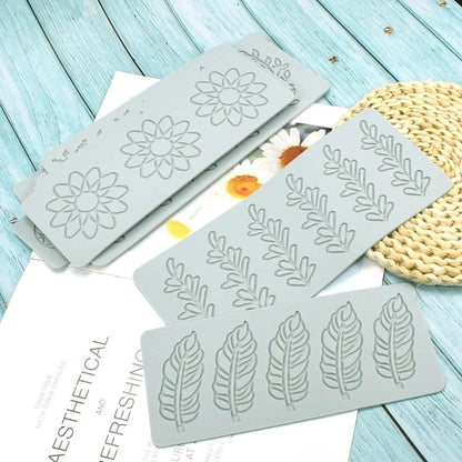 Multi leaf geometric flower silicone cake lace mold Cake decoration tools DIY Leaf Baking Decoration Border decoration lace mold