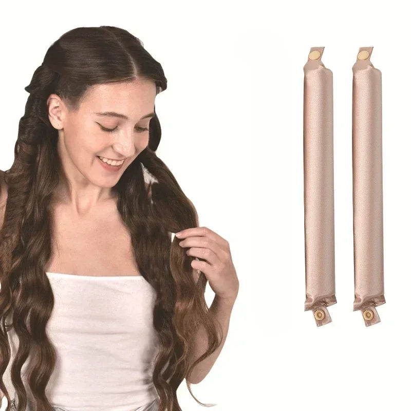 Heatless Satin Hair Curling Rod Headband – No‑Heat Soft Sleep Rollers for Effortless Lazy Curls