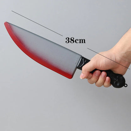 Halloween Bloody Knife DIY Party Decoration Sharp Plastic Toy Simulation Kitchen Knife Tricky Props Curved Knife Halloween Props