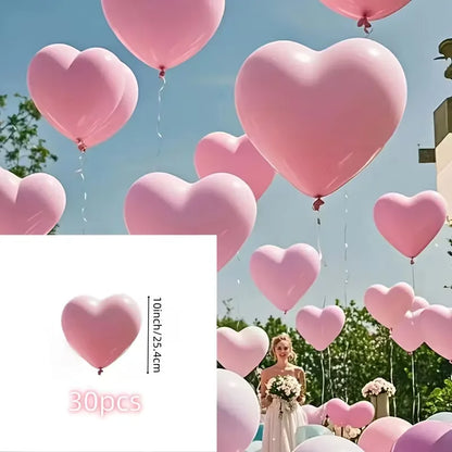 30‑Pack Pink Heart‑Shaped Latex Balloons for Valentine’s Day, Weddings & Festivals