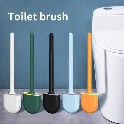 Wall Hanging Toilet Brush with Holder Long Handled Silicone Toilet Brush Soft Bristles