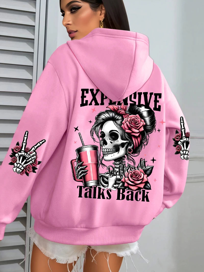 Women's Loose Multicolor Pullovers Fleece Pocket Hoody