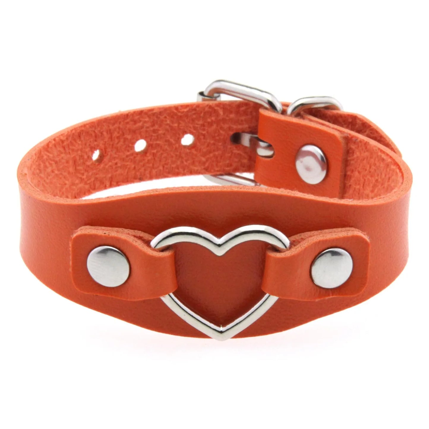 Punk Gothic Style PU Leather Faux Jewelry Heart Bracelet ,Male Female Lover Bangle Holiday Party Costume ﻿