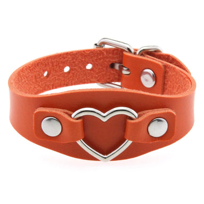 Punk Gothic Style PU Leather Faux Jewelry Heart Bracelet ,Male Female Lover Bangle Holiday Party Costume ﻿