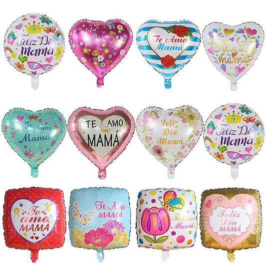 10pcs 18inch spanish mother foil balloon i loveyou have mom balloon heart gift mother's day adult birthday decoration
