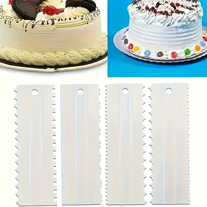4‑Piece Cake Scraper Set – Icing Smoothers & Fondant Tools for Professional Baking