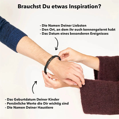 Gifts for Dad Father's Day Personalized Mens Bracelet Custom Engraved 1-5 Names Beads Bracelet Black Braid Leather Tiki Jewelry