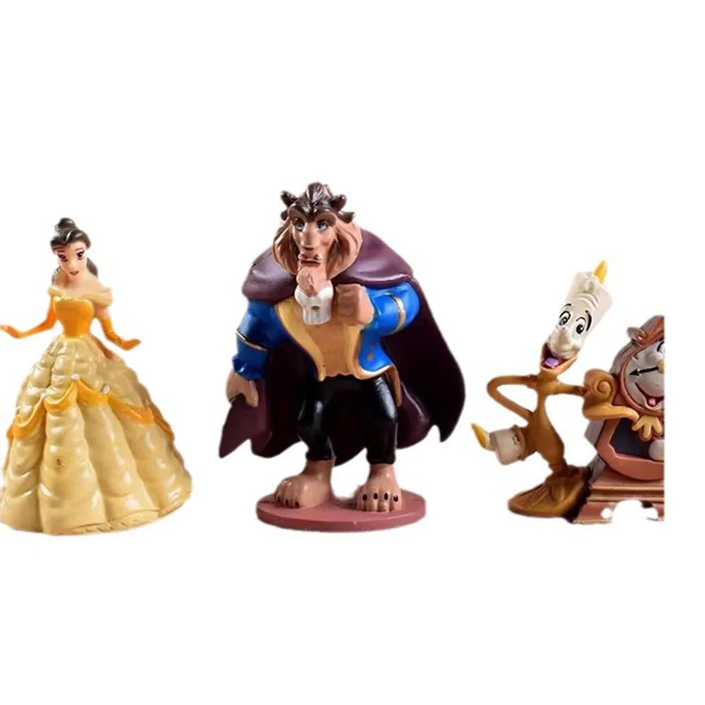 6pcs/set Disney Cartoon Beauty And The Beast Action Figure Anime Handmade Model Decoration Collection Belle Princess Toys Gift