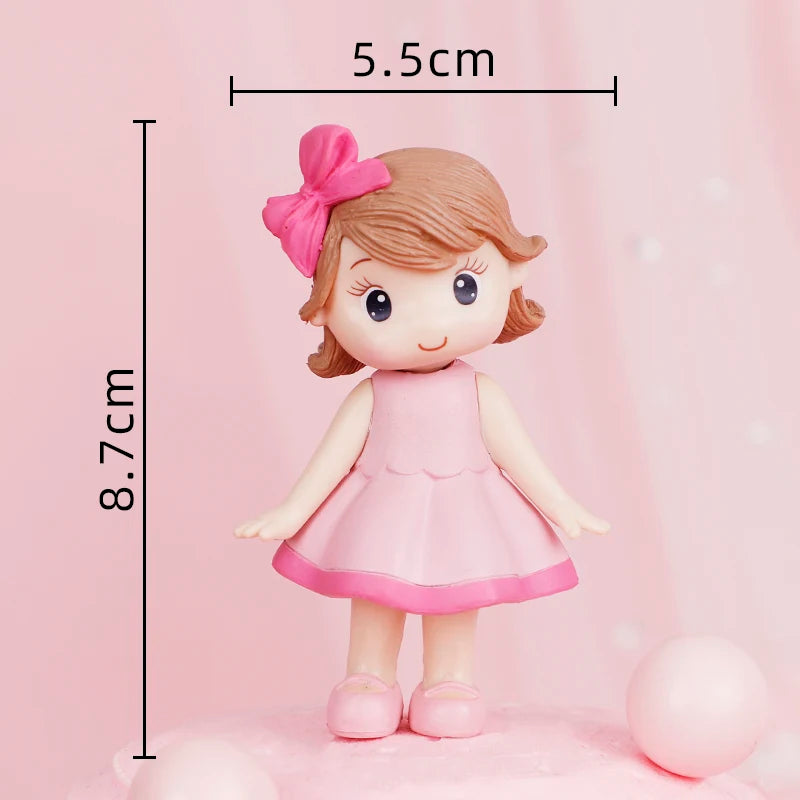 Princess Cake Topper Beautiful Girl with Bow Stars for Happy 1st Birthday Party Cake Decoration Baby Shower Party Supplies