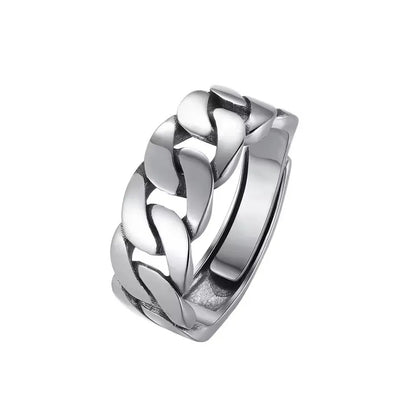 925 Sterling Silver Rings For Women Men Fine Jewelry Finger Adjustable Open Vintage Chain Ring