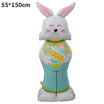 Cute Easter Egg Bunny Standing Balloon Easter Decoration Large Bunny Foil Balloon Kids Party Favor Gift