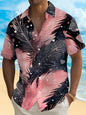 Men's 3D Print Colorful Feather Short Sleeve Turndown Hawaiian Button Up No Pockets Shirts
