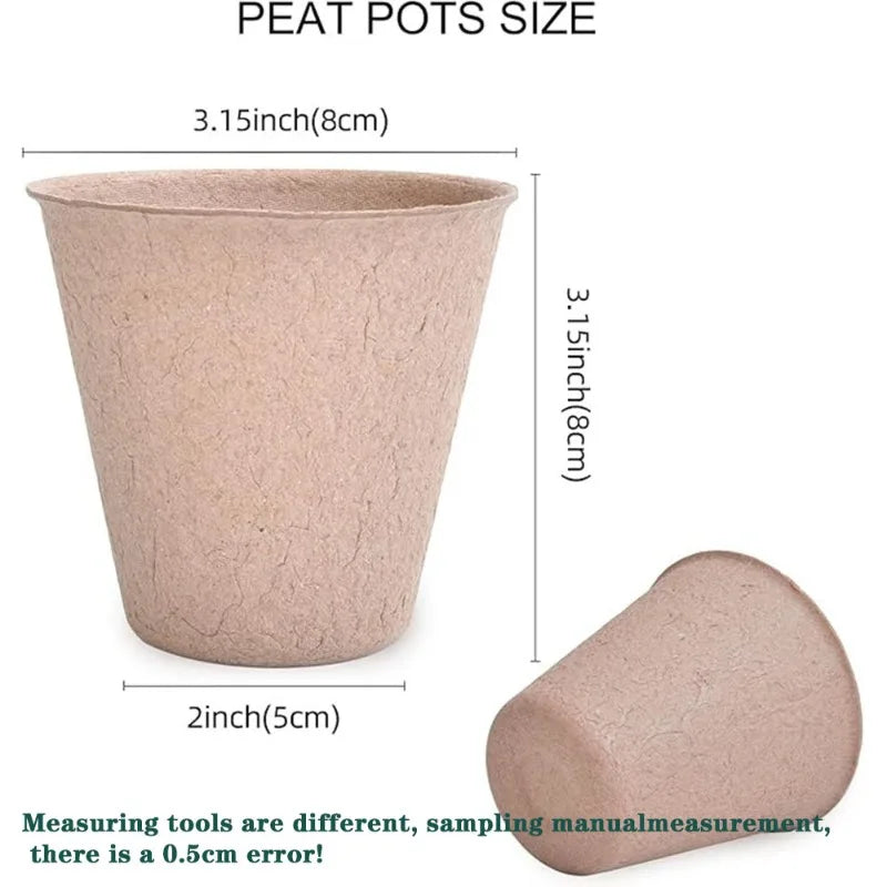 20-200PCS 3.15 Inch Peat Pots for Seedling Outdoor Garden Germination Nursery Pots  Pulp Biodegradable Seed Starter Pots Kits