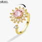 Korean Fashion Daisy Spinner Fidget Ring Multiple Style Sunflower Rose Snowflake Rotate Freely Anti Stress Anxiety Rings Wedding
