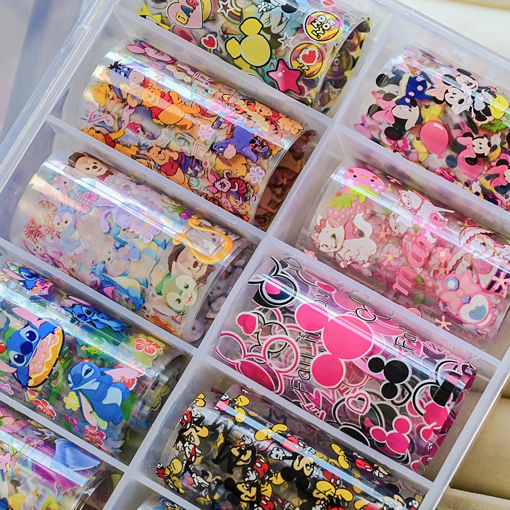 50x4cm(10Rolls) Mickey-Mouse Nail Transfer Foil Paper Sticker Cartoon Mickey&Minne Nail Art Foils DIY Kawaii Micker Nail Decal