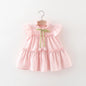 Baby Girl Dress In Summer, Cute Solid Color With Small Flying Sleeves, Sweet Tulip Children'S Princess Dress