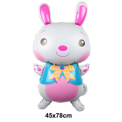 Cute Cartoon White Bunny Aluminum Foil Balloons Rabbit Happy Easter Party Decoration Supplies Children Favor Birthday Party Gift