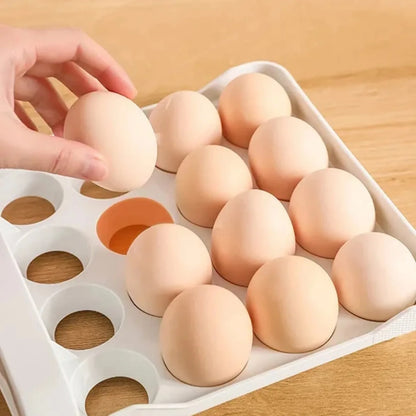 Double-Layer Kitchen Egg Storage Box Refrigerator Fresh Plastic 32 Pieces in Different Compartments Home Kitchen Organizer Rack