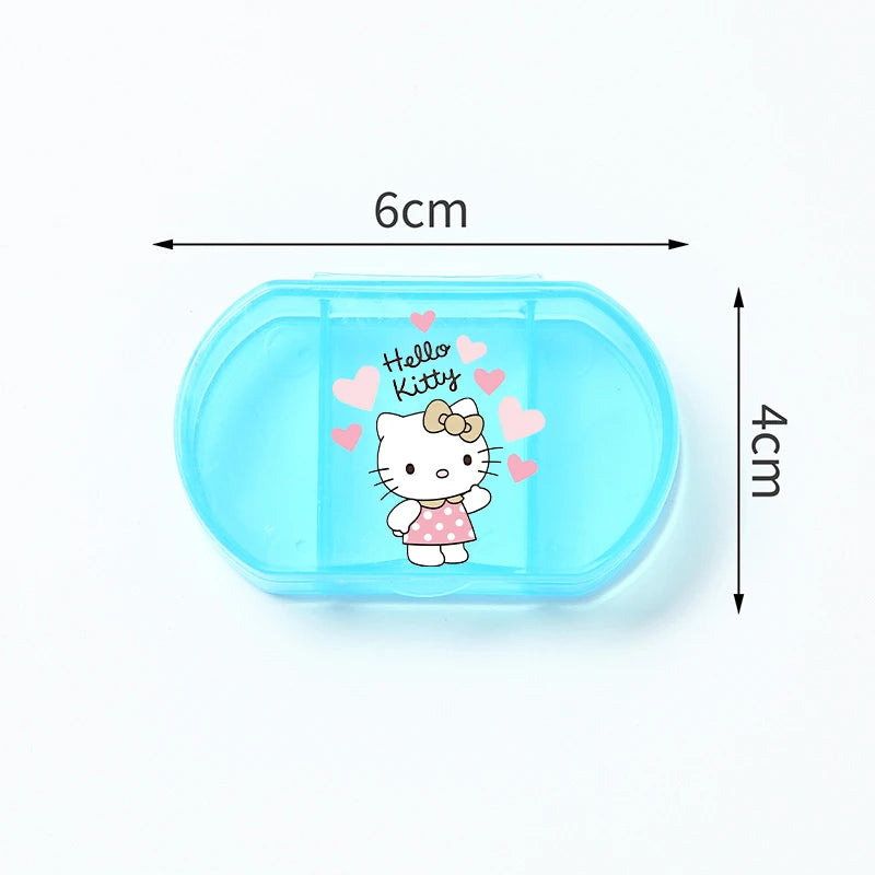 Cartoon Hello Kitty My Melody Plastic Pill Box Mini Tablet Case Anime Kawaii Portable Travel Medicines Storage Case Container