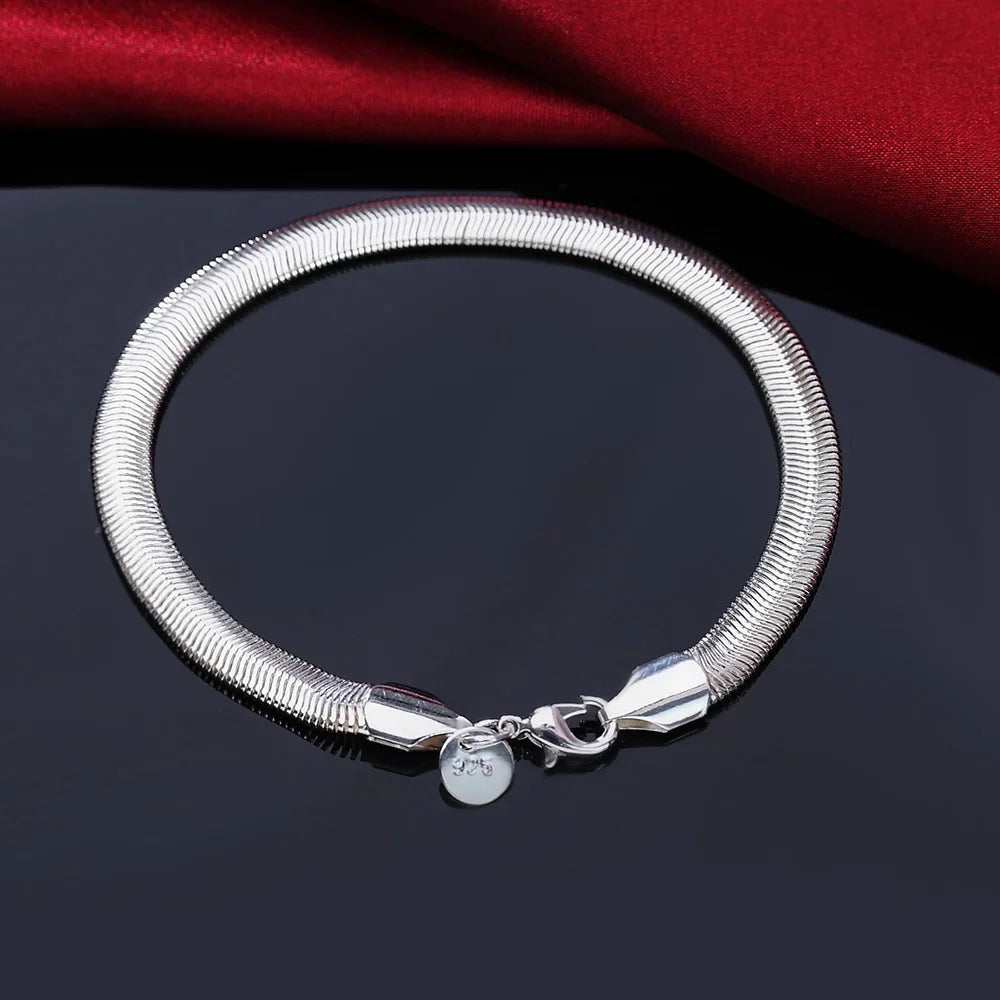 Fine 925 Sterling Silver Solid Chain Bracelet For Women Men Charm Party Gift Wedding party Fashion Jewelry