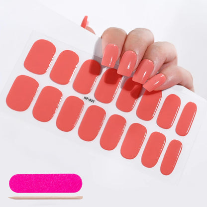 16‑Piece Semi‑Cured Gel Nail Wrap Set – French Pure Color UV Gel Polish Strips, Long‑Wear Nail Extension Decals
