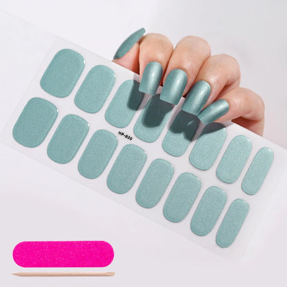 16‑Piece Semi‑Cured Gel Nail Wrap Set – French Pure Color UV Gel Polish Strips, Long‑Wear Nail Extension Decals