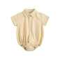 Baby Boys Bodysuits Short Sleeve Plaid Cotton