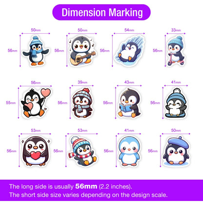 Lovely Penguin Stickers Cartoon DIY Toys Gift Decorative Decal for Kids Scrapbook Junk Journals Laptop Luggage Bottle Waterproof