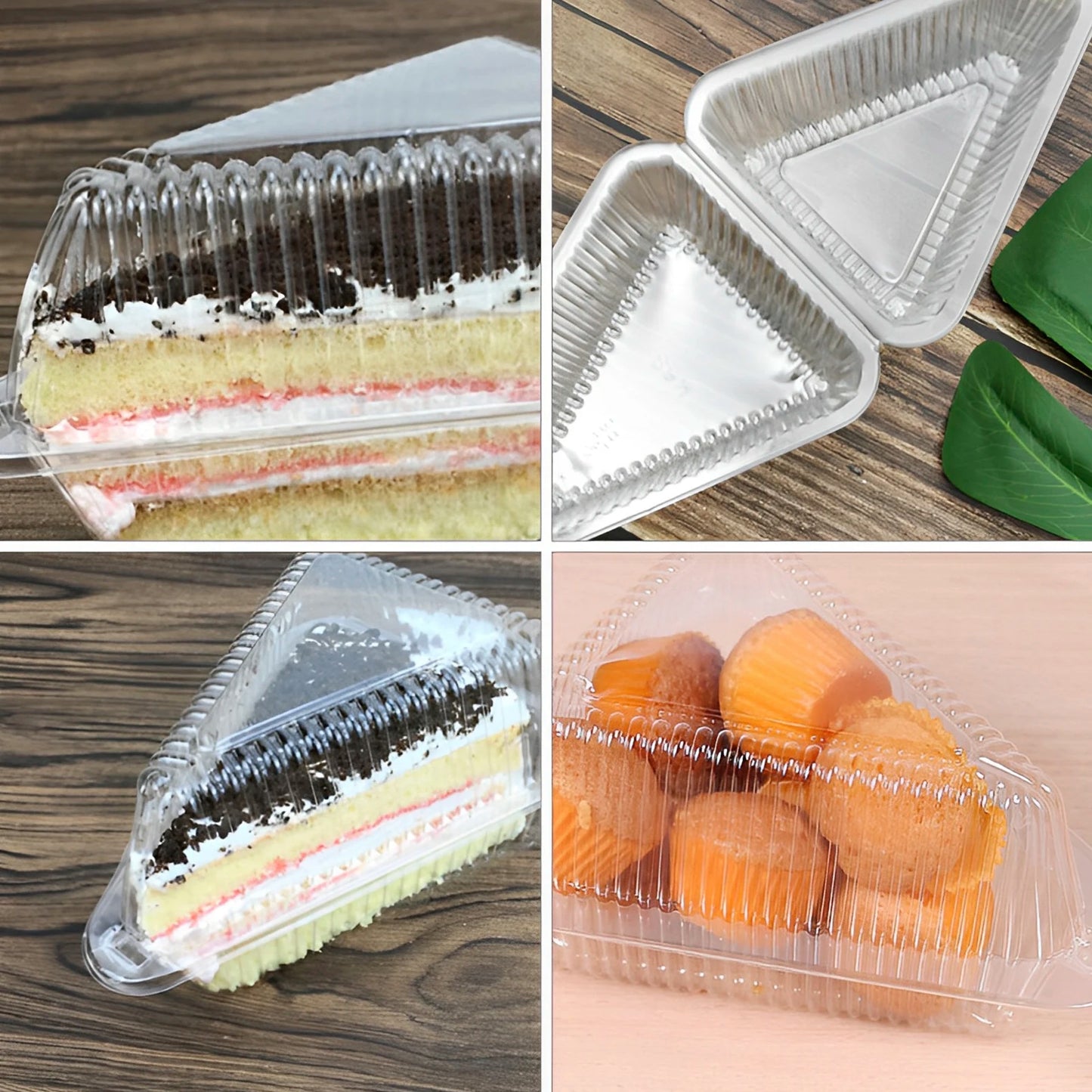 150Pcs Cake Slice Container Clear Triangle Dessert Box Reusable Food Packing Box Plastic Mousse Cheesecake Box for Fruit Cake