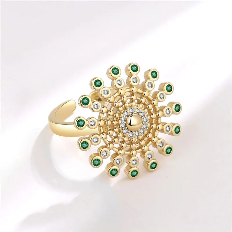 Fashion Beads Anxiety Fidget Spinner Rings Korea Crystal Butterfly Flower Star Moon Ring Anti Stress Jewelry Gift