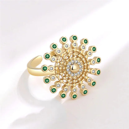 Fashion Beads Anxiety Fidget Spinner Rings Korea Crystal Butterfly Flower Star Moon Ring Anti Stress Jewelry Gift