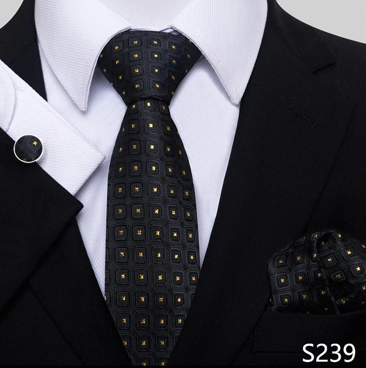 Necktie Pocket Squares Cufflink Set