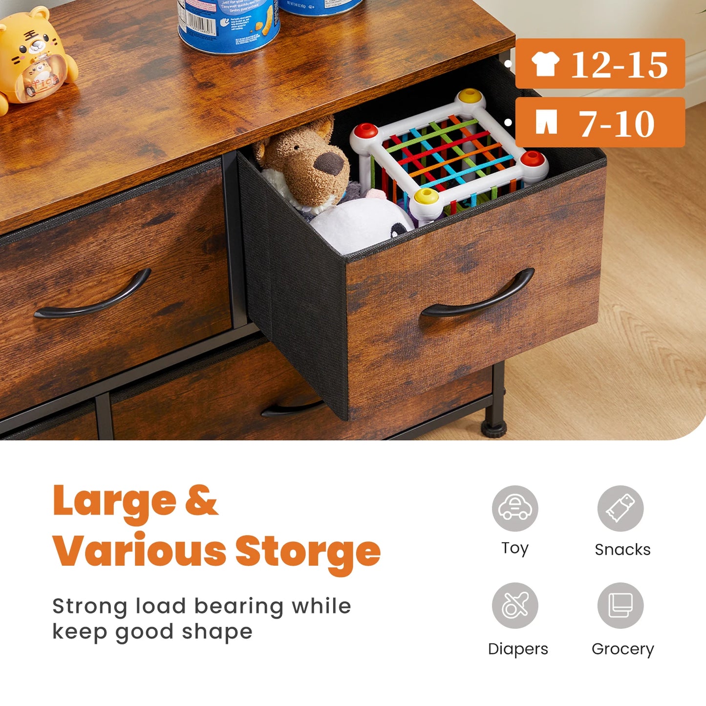 JHK Shoe Cabinet Dresser With 5 Fabric Drawers  Space Saving Cabinet  Home Furniture
