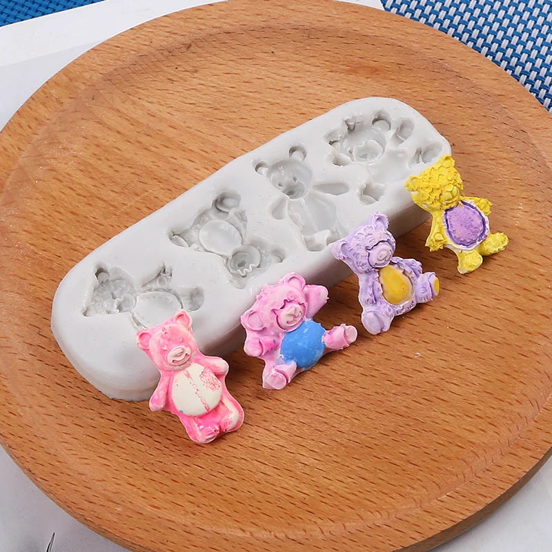 Bear Silicone Mold Cake Topper Fondant Chocolate Candy Cupcake Baking Cake Decorating Tools Polymer Clay Gum Paste Mold