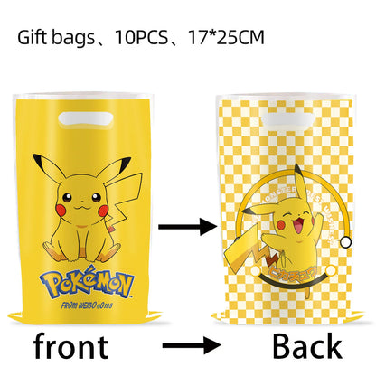 Pokemon theme Birthday Gift Bag Pokemon Figures Pikachu Candy Bag Packaging Pokemon Giveaway Party Favors Children Toy  Supplies
