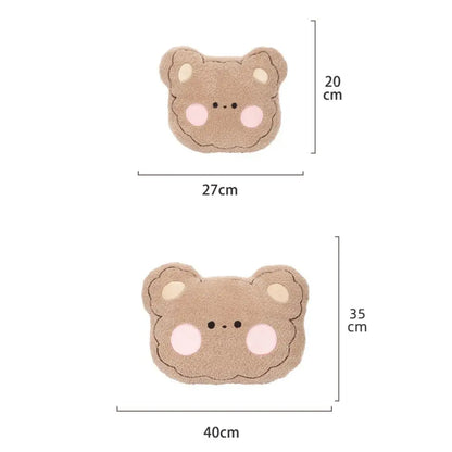 Furry Anti Slip Car Warm Seat Cushion Cartoon Soft Winter Seat Cushion Universal Plush Bear Car Cushion Interior Accessories