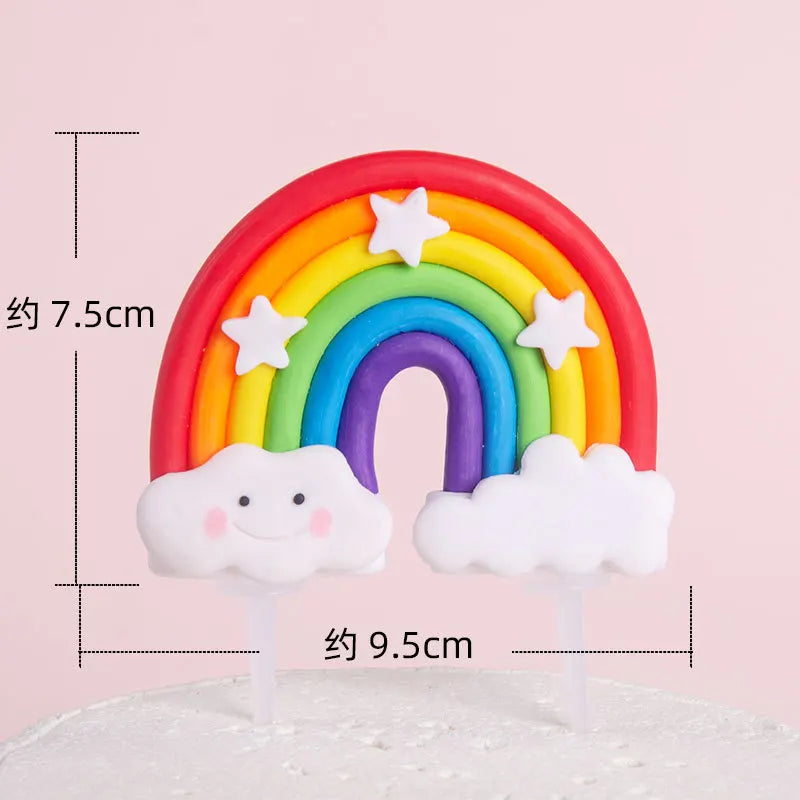 Smiling Face Cloud Rainbow Cake Topper Birthday Cake Baby Shower Kids Christening Birthday Party Wedding Cake Topper Decoratings
