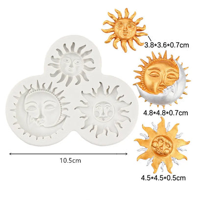 Sun Moon Face Fondant Silicone Mold DIY Cake Decorating Tool Sugarcraft Chocolate Clay Gumpaste Mold Cupcake Baking Tools
