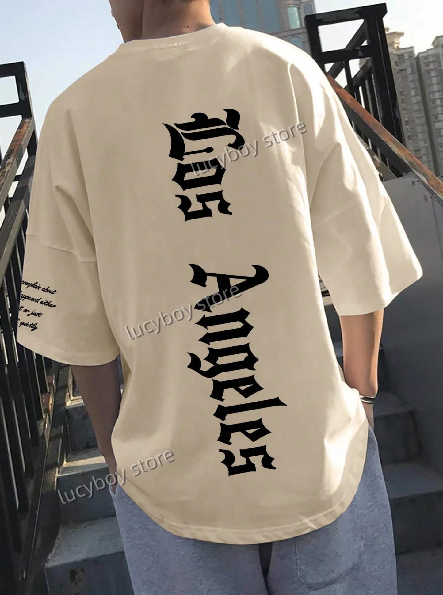 Men’s LOS ANGELES Print T‑Shirt – Loose Fit Short Sleeve