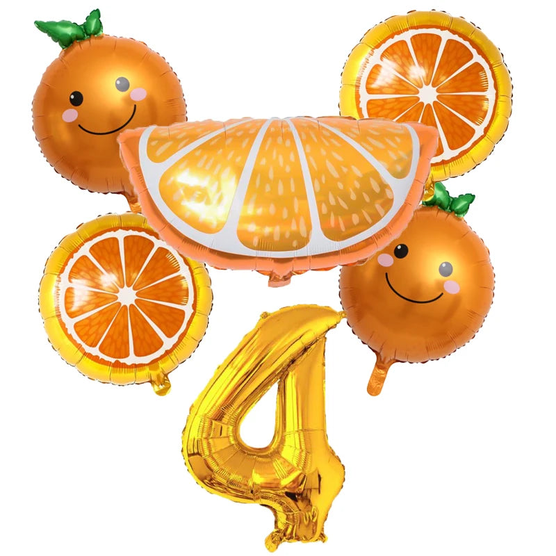 6pcs Orange Foil Balloon with 32inch Number Balloons Summer Themed Fruit Globals Baby Shower Birthday Thankgiving Party Decor