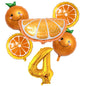 6pcs Orange Foil Balloon with 32inch Number Balloons Summer Themed Fruit Globals Baby Shower Birthday Thankgiving Party Decor