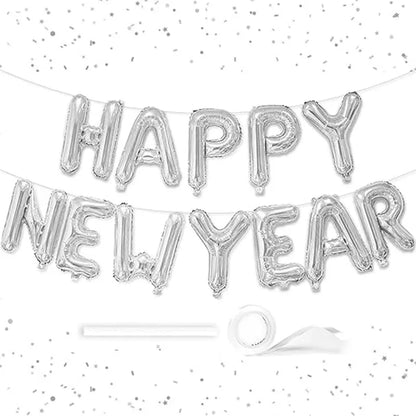 2026 New Year Foil Ballons Happy New Year Letter Banner Garland Party Decorations New Year Wine Bottle Star Round Photo Props