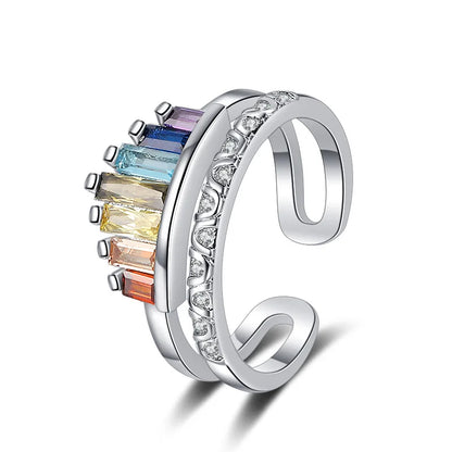 925 Sterling Silver Ring Colorful Zircon Top Quality for Women Wedding Jewelry Engagement Charm Party Fashion Ring Gifts
