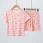 2 Pcs Children's Fun Printing Multicolor  Short Sleeve Shirt & Shorts Set