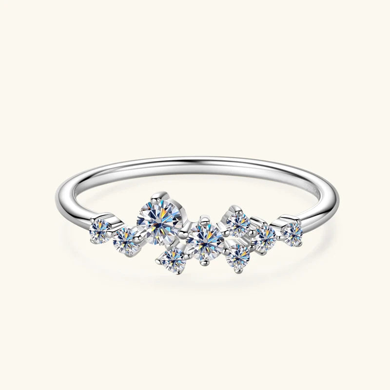 925 Ring Cluster Moissanite Sterling Silver Wedding Engagement Finger Rings Fashion Band for Women Fine Jewelry 925
