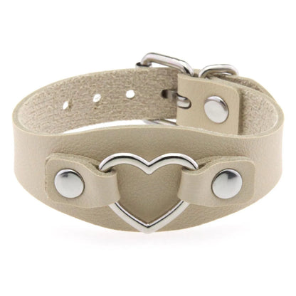 Punk Gothic Style PU Leather Faux Jewelry Heart Bracelet ,Male Female Lover Bangle Holiday Party Costume ﻿