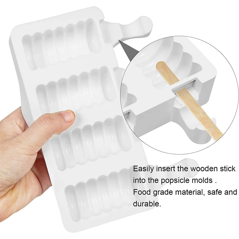 3/4 Cell DIY Silicone Ice Cream Mold Homemade Popsicle Maker Reusable Ice Cube Tray Mousse Dessert Ice Cream Mould Baking Tools