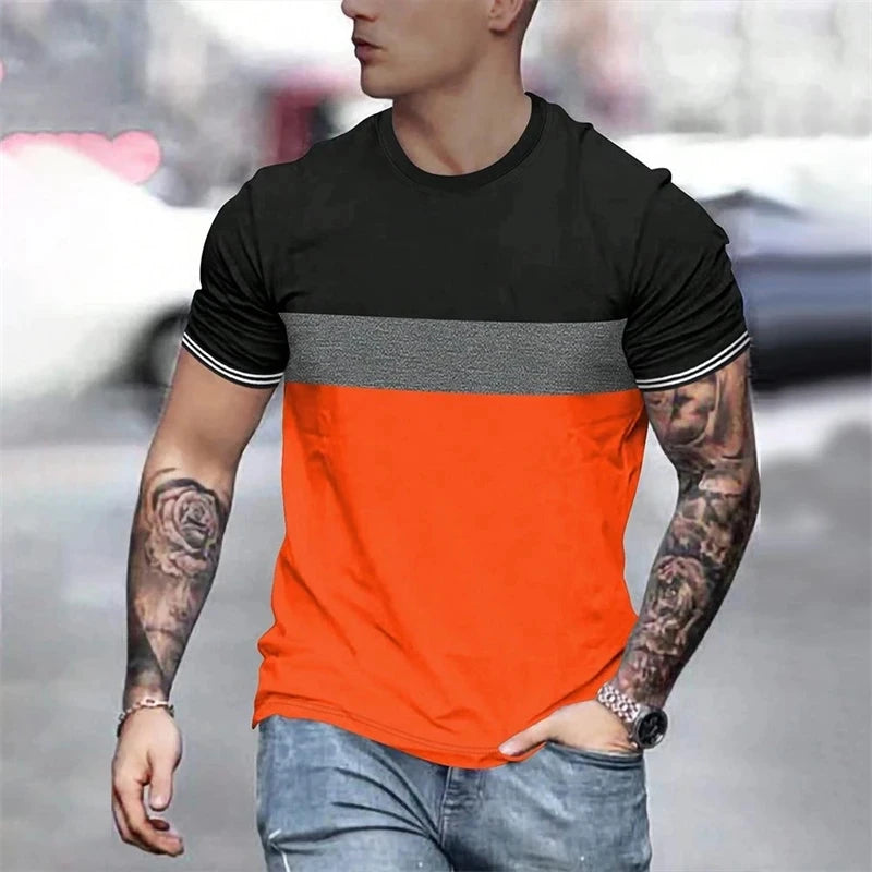 Summer new men's printed T-shirt round neck street Harajuku sports casual men's short sleeved plus size comfortable top
